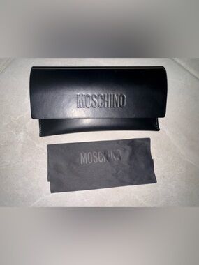 Moschino Black Sunglasses Case with Glass Cleaner NWOT